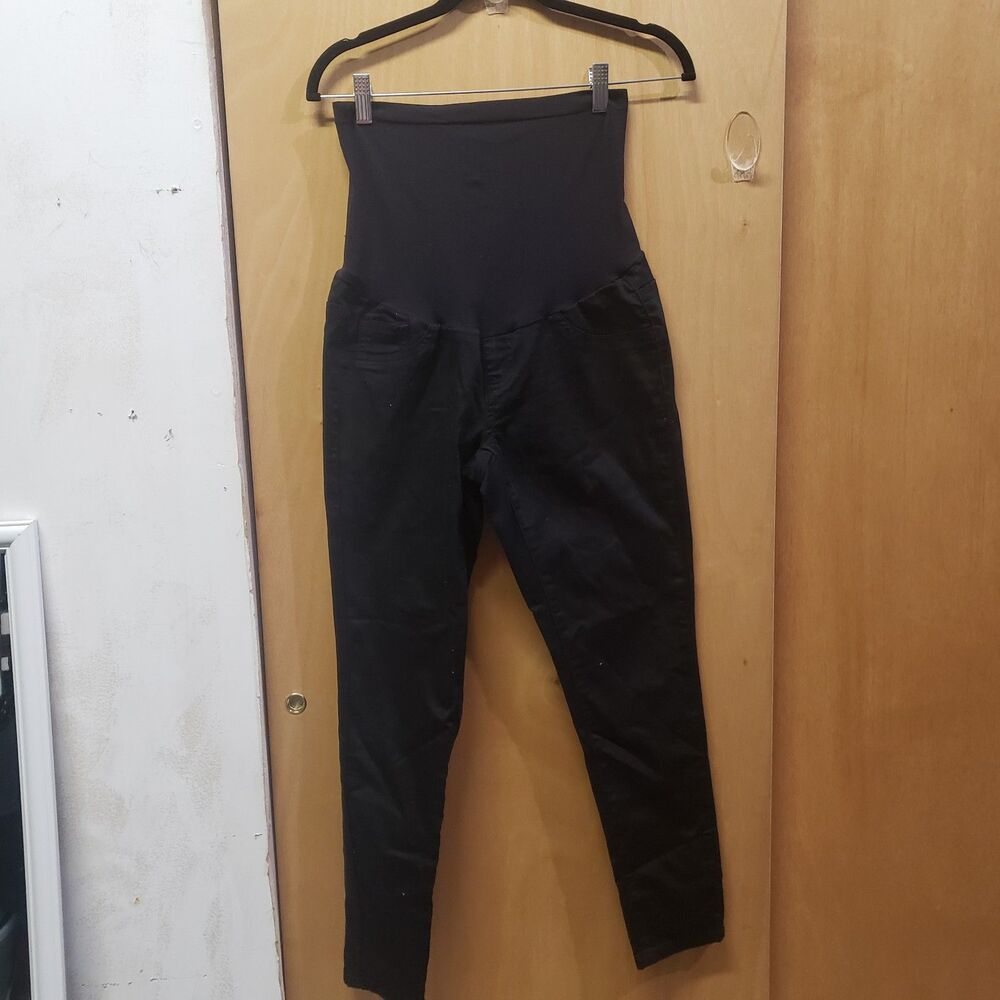 INDIGO BLUE MATERNITY BLACK COTTON/SPANDEX tapered leg pull on SZ PM PPP